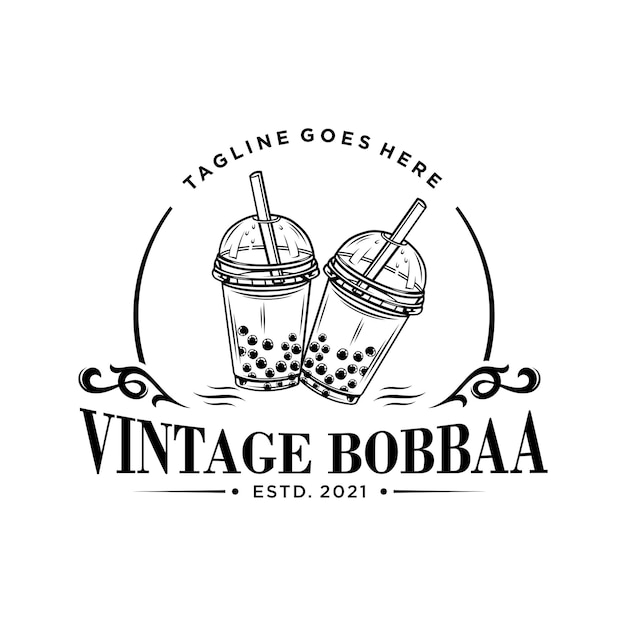 Diseño de bebida de burbujas vintage vector premium