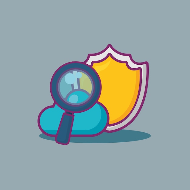 Diseño de big data con escudo y lupa