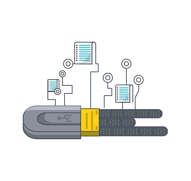 Vector diseño de big data con icono usb