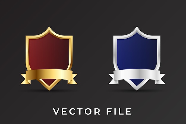 Diseño en blanco de la insignia del sheriff con colores dorados y plateados Vector de forma de escudo para insignia de logro