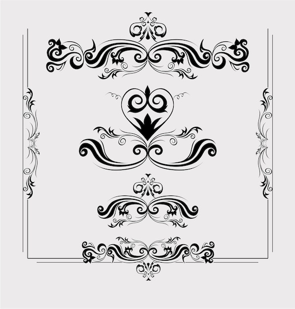 Un diseño en blanco y negro con un borde floral.