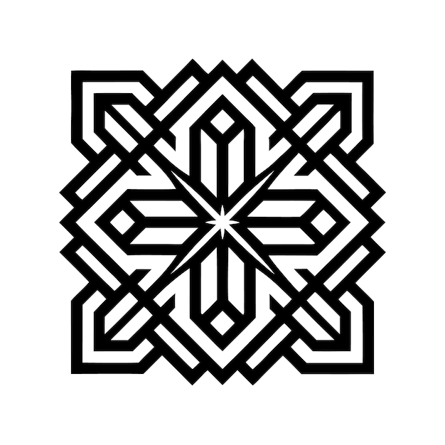 un diseño en blanco y negro con una cruz en él
