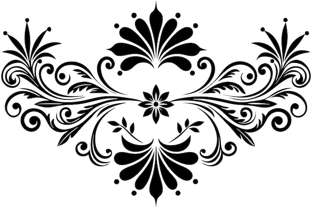 un diseño en blanco y negro con un diseño floral en él