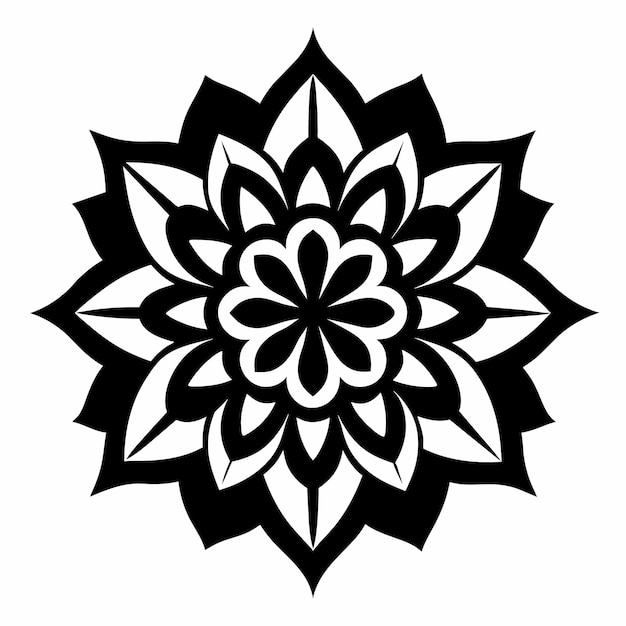 un diseño en blanco y negro con un diseño de flores en él