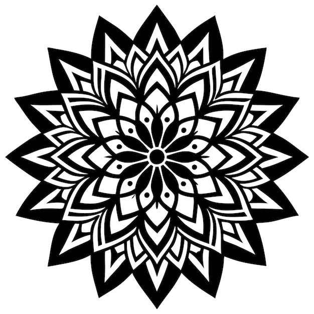 un diseño en blanco y negro con un diseño que dice "mandalas" en él