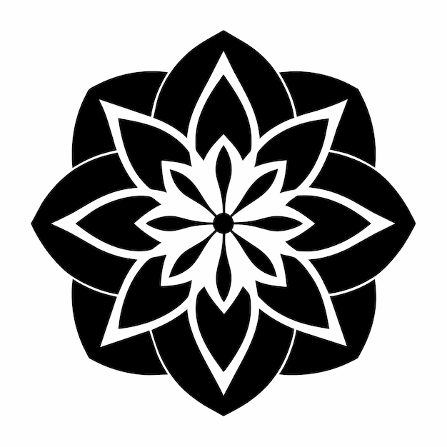 un diseño en blanco y negro con un diseño que dice "mandalas" en él