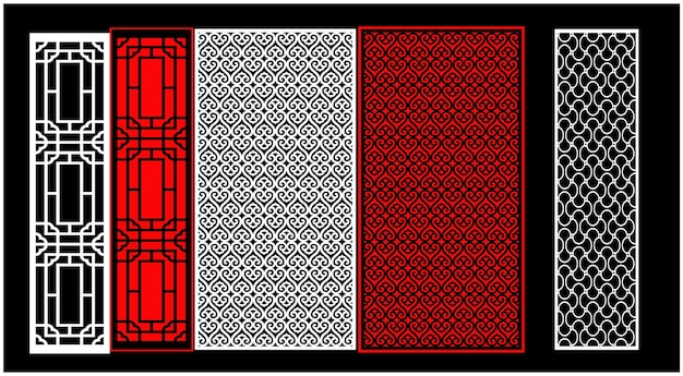 Un diseño en blanco y negro con un diseño en rojo y negro.