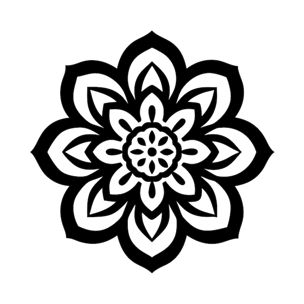 un diseño en blanco y negro con una flor blanca en él