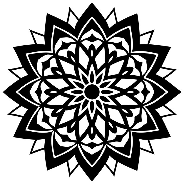 un diseño en blanco y negro con una flor en él