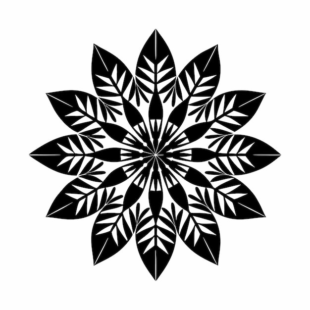 un diseño en blanco y negro con una flor negra en él