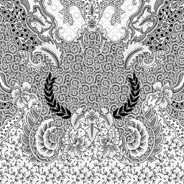 Diseño de boceto de Batik para libro de colores