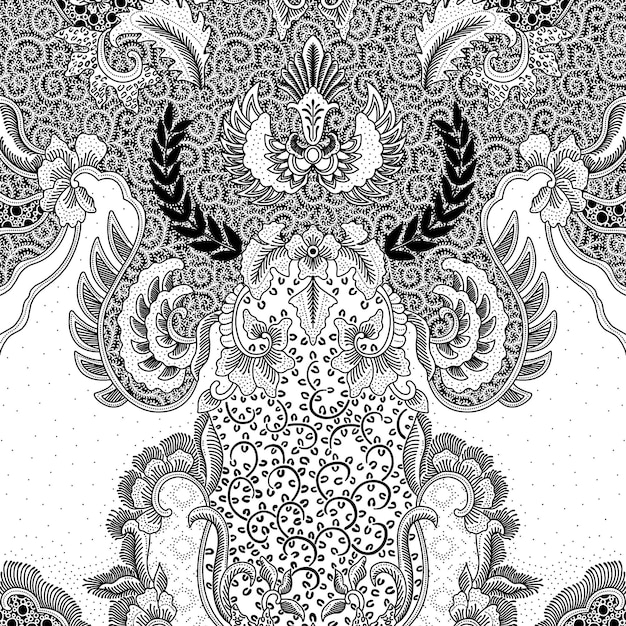 Diseño de boceto de Batik para libro de colores