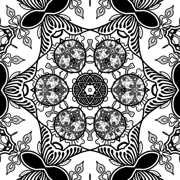 Diseño de boceto de Batik para libro de colores