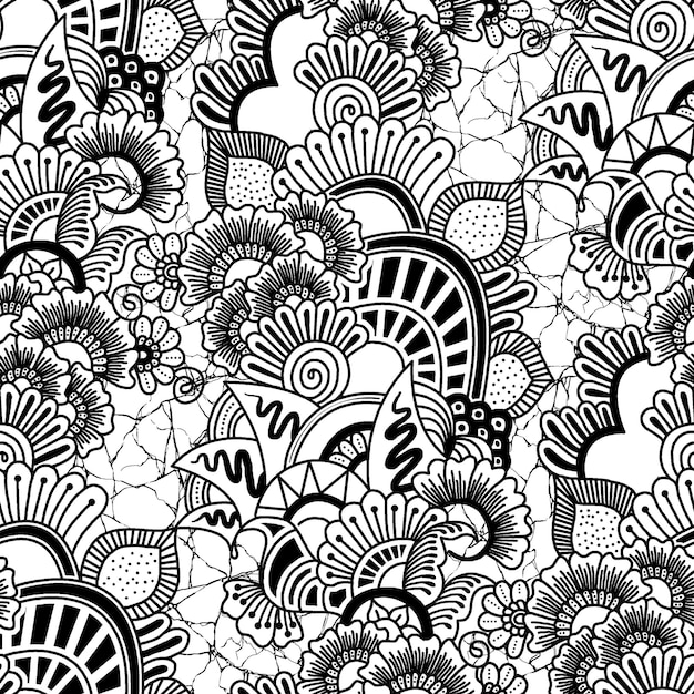 Diseño de boceto de Batik para libro de colores