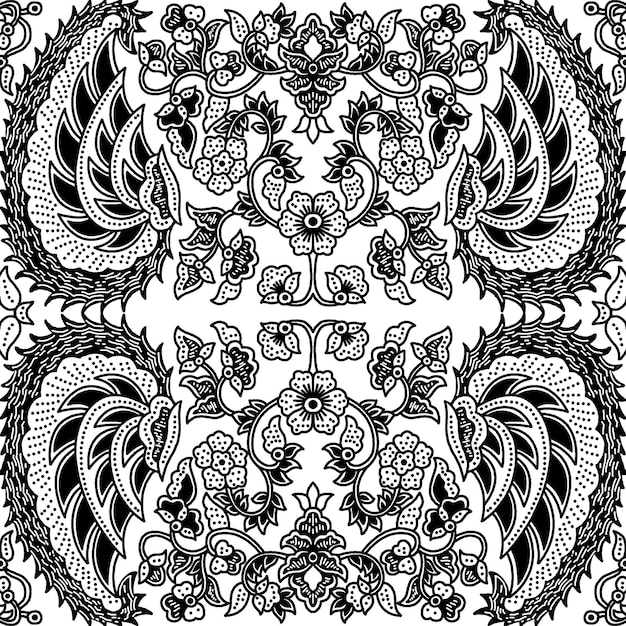 Diseño de boceto de Batik para libro de colores
