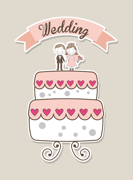 Diseño de boda sobre fondo rosa ilustración vectorial