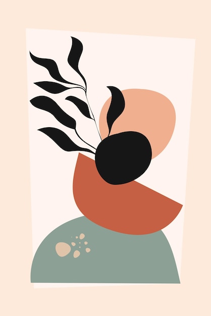 Diseño boho arte botánico abstracto en la pared