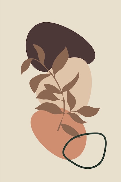 Diseño boho arte botánico abstracto en la pared