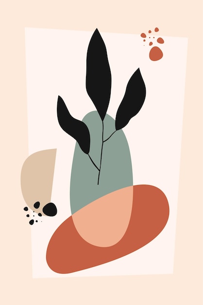 Diseño boho arte botánico abstracto en la pared