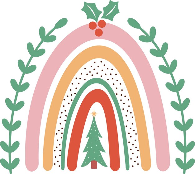 Diseño Boho Navidad Arco Iris Svg