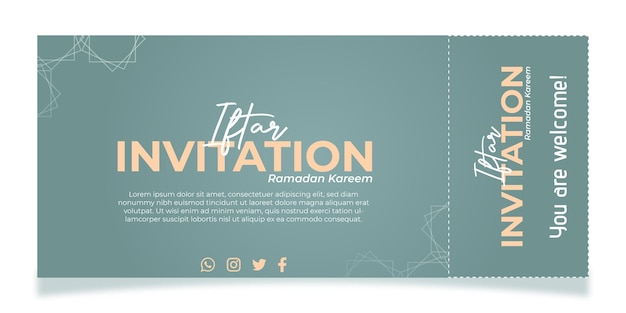 Vector diseño de boleto de invitación iftar