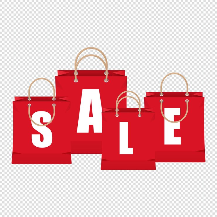 Vector diseño de bolsa de compras con letras de venta en la bolsa
