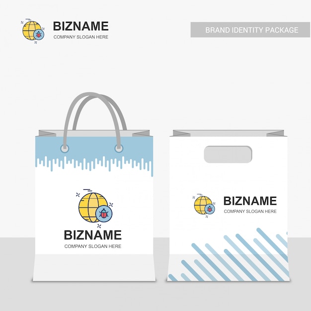 Diseño de bolsas de compras de la compañía con vector logo de error