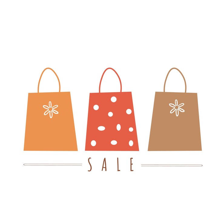 Vector diseño de bolsas de compras de estilo de dibujos animados dibujados a mano