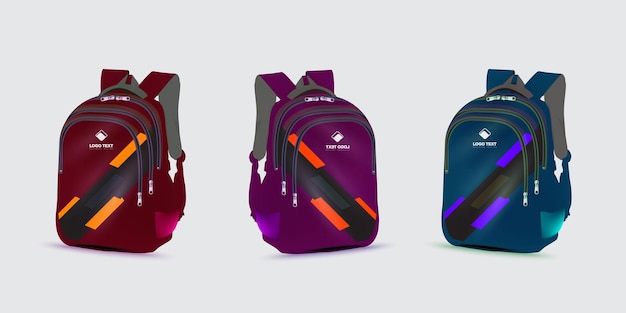 diseño de bolso escolar con múltiples colores