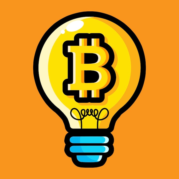 Vector diseño de bombilla con símbolo bitcoin