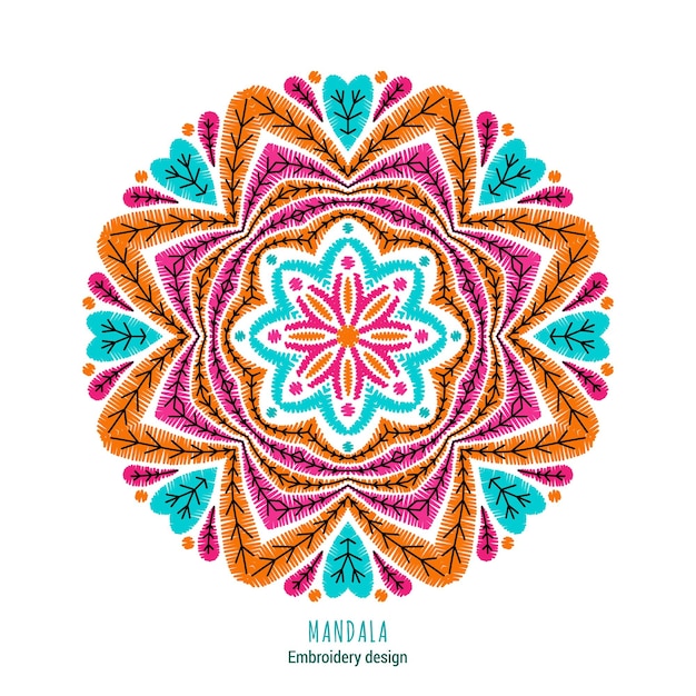 Diseño de bordado de mandalas.