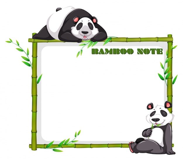 Diseño de borde con bambú y panda