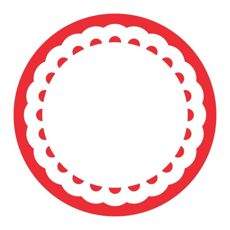 Vector diseño de borde de marco de círculo rojo geométrico simple decorado con borde de encaje esculpido en negrita