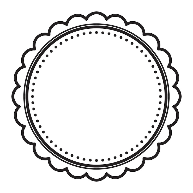 Vector diseño de borde de marco redondo decorativo sencillo en blanco y negro