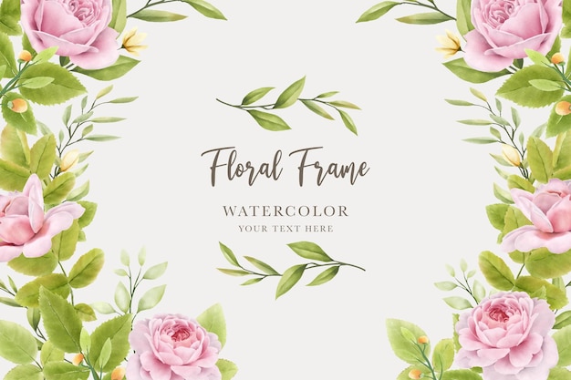 diseño de borde y marco de rosas florales dibujadas a mano