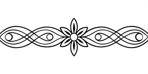 Diseño de borde de onda floral patrón elegante en blanco y negro