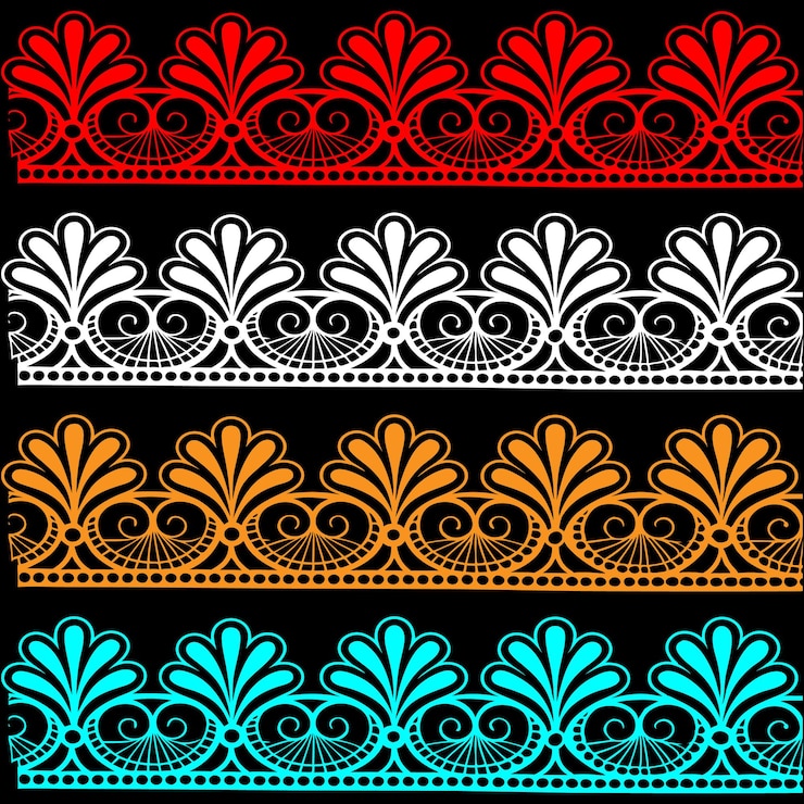 Vector diseño de bordes florales en blanco y negro