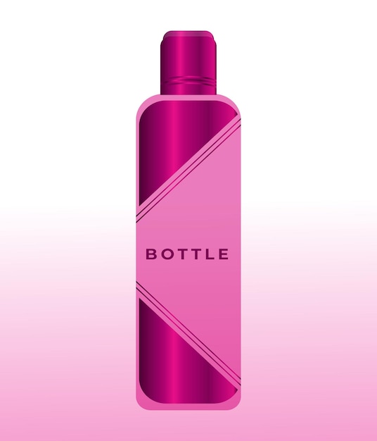 Vector diseño de botella de agua rosa brillante, ilustración de vector de diseño de botella brillante rosa transparente