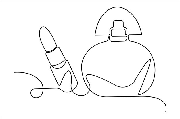 Diseño de botella de perfume dibujado a mano Dibujo continuo de una línea de ilustración vectorial de contorno