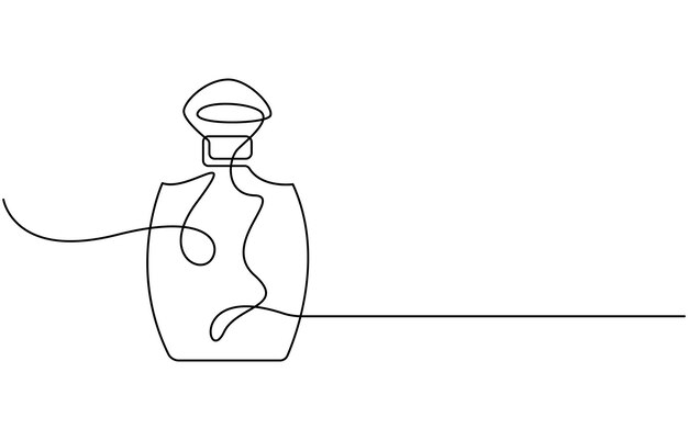 Diseño de botella de perfume dibujado a mano Dibujo continuo de una línea de ilustración vectorial de contorno