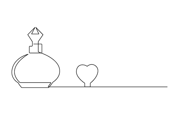 Diseño de botella de perfume dibujado a mano Dibujo continuo de una línea de ilustración vectorial de contorno
