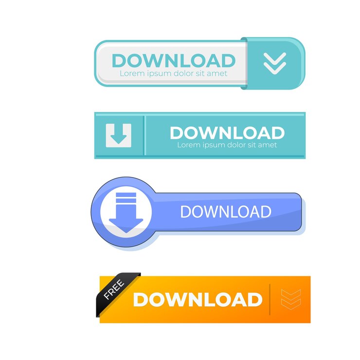 Vector el diseño de los botones de descarga se establece en un fondo transparente.