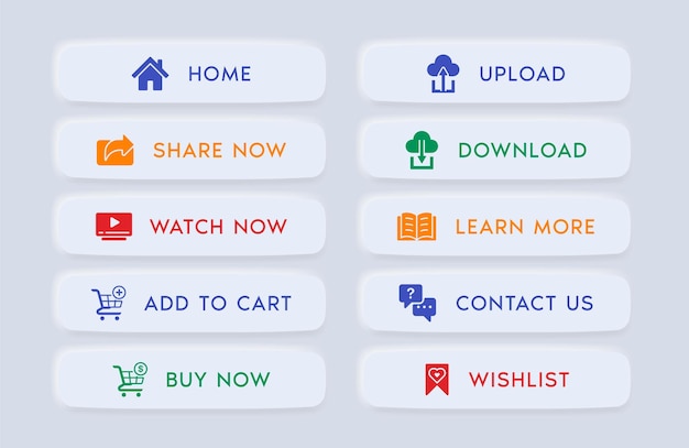 Diseño de botones web para CTA o llamado a la acción con diseño plano y estilo moderno