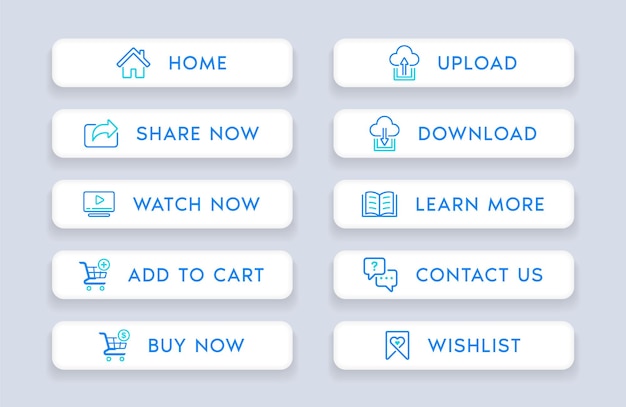 Diseño de botones web para CTA o llamado a la acción con diseño plano y estilo moderno