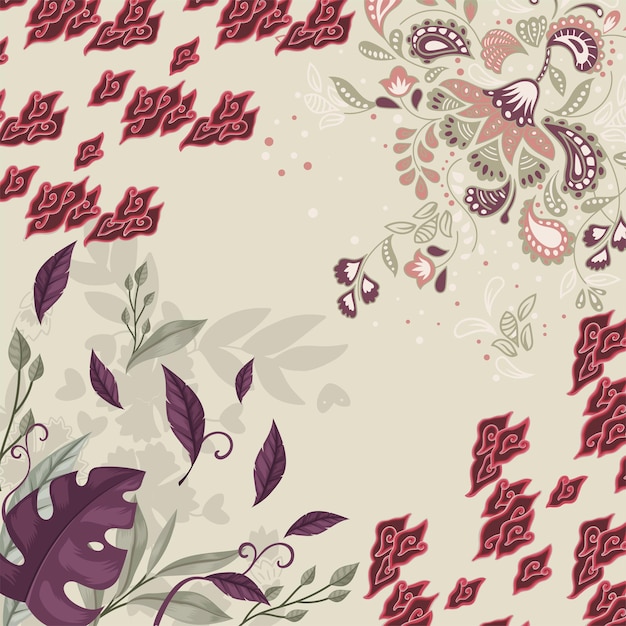 diseño de bufanda batik mega mendung con estampado floral hijab