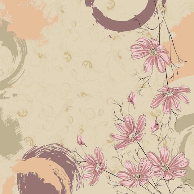 Vector diseño de bufanda con flor y pincel en marrón.