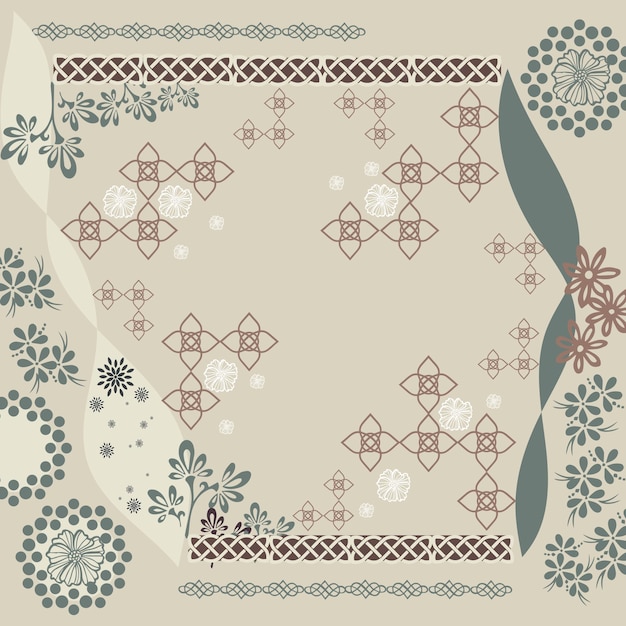 Diseño de bufanda Impresión abstracta Patrón de fondo Estilo abstracto con ornamento floral Motivo de hijab