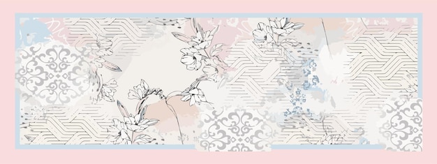 diseño de bufanda rectangular con patrones abstractos sin costuras y hermosos colores