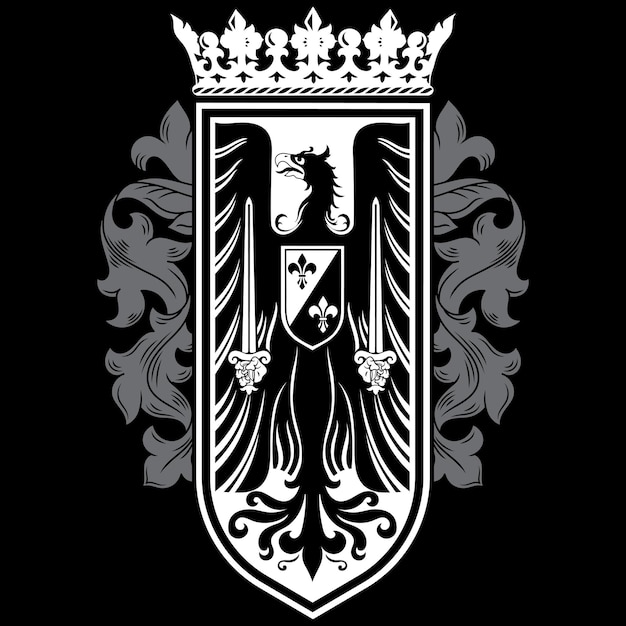 Diseño de caballero Diseño de emblema heráldico medieval Diseño heráldico águila y escudo de caballeros