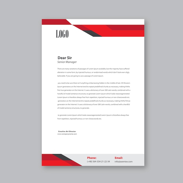 Diseño de cabeza de carta simple rojo